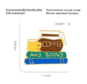 Broche esmaltado para café e livro, acessório para amantes do café, tempo de leitura, broche esmaltado - Product Image 3