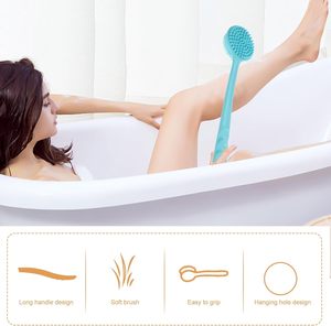 Brosses de massage multifonctionnelles en silicone pour le bain, outils de nettoyage de salle de bain, brosse exfoliante pour le corps en silicone avec long manche - Product Image 3