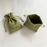 Bolsa de Joyería Ecológica de Lujo a Prueba de Polvo con Logotipo Personalizado, Bolsa de Regalo con Cordón para Anillos, Aretes y Collares