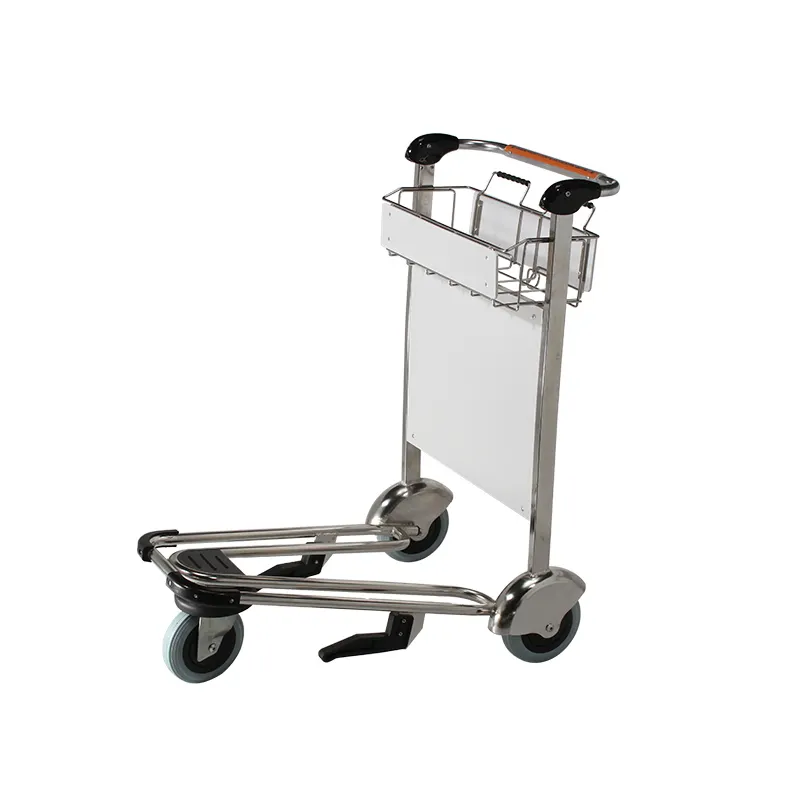 Eenvoudig Te Verplaatsen Hoge Kwaliteit 3 Wielen Rvs Luchthaven Handkar Trolley Bagage Trolley Kar