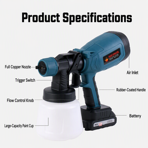Nouveau <span class=keywords><strong>pulvérisateur</strong></span> de peinture électrique sans fil à haute pression au lithium, pistolet de pulvérisation de peinture au latex portable - Product Image 1