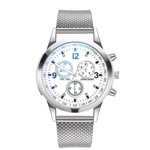 Montres à quartz pour hommes avec cadran en verre bleu antique, bracelet en acier inoxydable, montre de style business, aiguille en alliage, vente en gros de cadeaux d'affaires - Product Image 3