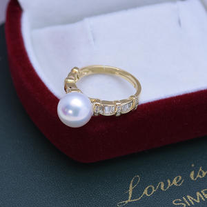 Bague en argent S925 avec perle d'eau douce Wenchi 9-10mm, forte luminosité, blanche, presque parfaite, version chinoise, modèle de mode féminin 24595 - Product Image 3