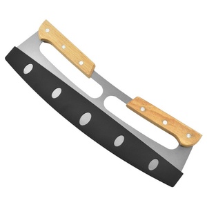 Grand coupe-pizza en acier inoxydable avec manches en bois et housse de protection - Outils à pizza - Product Image 6