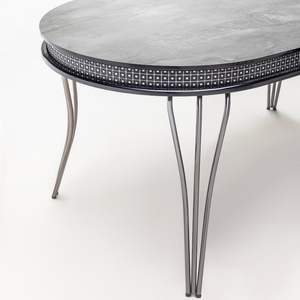 Mesa de Comedor Extensible Moderna de Estilo Europeo con Tapa Ovalada de Mármol para 8 Personas, Patas de Metal CAZ - Product Image 5