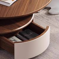 Table basse moderne en bois avec structure métallique et rangement pour salon et maison