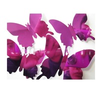 12 autocollants muraux 3D en PVC écologique effet miroir papillon pour centres commerciaux, mariages, maternelles et décoration intérieure