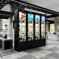 Top marque salon de beauté montage verrouillable clé porte vitrine murale en verre vitrine cosmétique armoire avec lumières led