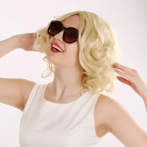 Yeni sıcak satış kısa saç Bob tarzı peruk Marilyn Monroe ışık altın giyinmek performans peruk