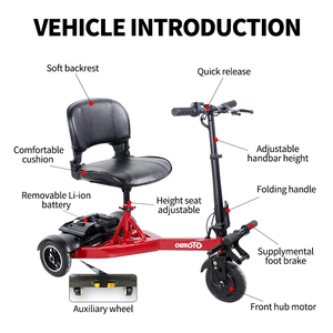 EE. UU. Almacén 36V 200W <span class=keywords><strong>3</strong></span> ruedas de largo alcance Adultos Powered Discapacitados Scooter de movilidad de viaje para discapacitados - Product Image 5