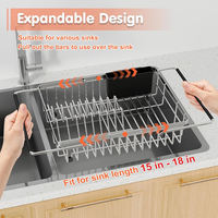 Égouttoir à vaisselle extensible en acier inoxydable pour évier de cuisine, support et égouttoir à ustensiles