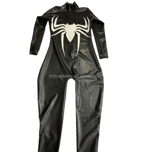 Print Patroon Latex Prestatie Volledige Cover Catsuit Volwassen Bodysuit Zentai Rits Kruis Halloween Spider Pak - Product Image 2