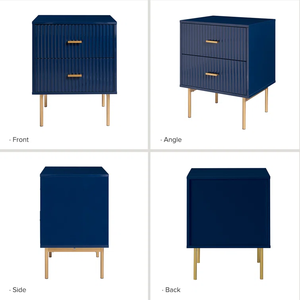 Factory Customized High Quality <strong>Blue</strong> High Gloss Paint 2 Drawers Metal Legs <strong>Bedside</strong> <strong>Table</strong> - Product Image 3