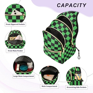 Custom Print Green Checkered Hiking Chest Bag Sports Mini Crossbody <b>Shoulder</b> Sling Bag Men <b>Shoulder</b> Bag with Adjustable <b>Strap</b> - Product Image 4