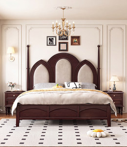 <span class=keywords><strong>Letto</strong></span> in Legno Massello Stile Hotel di Lusso Americano |   <span class=keywords><strong>Letto</strong></span> Principessa Minimalista Vintage Europeo Semi-Lusso per Ospitalità e Casa - Product Image 3