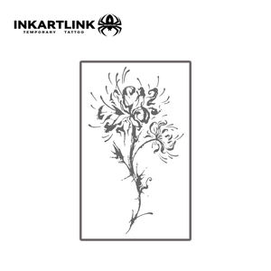 INKARTLINK Autocollant de tatouage Lys araignée Rouge Fleur de Lycoris Éclaboussures d'encre Abstrait Esthétique Herbacé Art corporel 15 jours Fournitures en vrac - Product Image 3