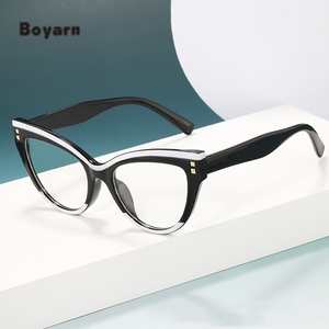 Boyarn popolare Clear Eyeglasses montature Leopard Eye trasparente <span class=keywords><strong>vetro</strong></span> Cat Eye Anti blu luce occhiali donna - Product Image 2