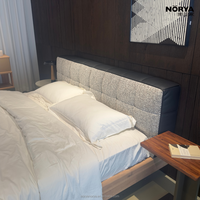 Lit moelleux en bois massif NORYA avec cadre en chêne, moderne, modulaire, personnalisable, taille king, meubles de chambre écologiques