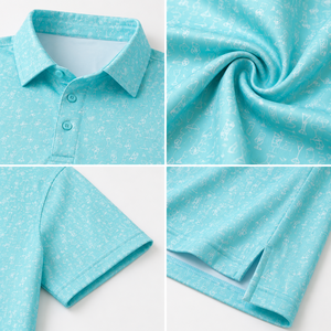 Camiseta Polo Personalizada con Logotipo para Hombre, Diseño de Micro Golf, Color Azul Agua, Manga Corta, Tejido de Punto Estampado, Marca Privada, Fabricante OEM ODM - Product Image 3