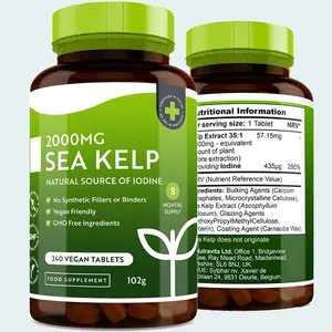 Быстрая доставка, индивидуальные таблетки морской водоросли 2000 мг, таблетки йода из натурального источника