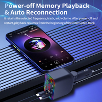 Transmisor de Radio FM para Auto, Reproductor MP3, Cable de Carga Retráctil Integrado, Doble USB Tipo C, Luz Ambiental Colorida, Cargador para Auto
