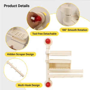 Organizador de <span class=keywords><strong>fregadero</strong></span> con ventosa giratoria de 180 grados, de plástico ABS, para montar en la pared, sin necesidad de taladrar, estante de almacenamiento para cocina. - Product Image 2