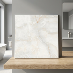 Baldosas de Porcelana con Aspecto de Mármol Blanco Ónix, 600x600 mm, Acabado Brillante y Pulido - Product Image 2
