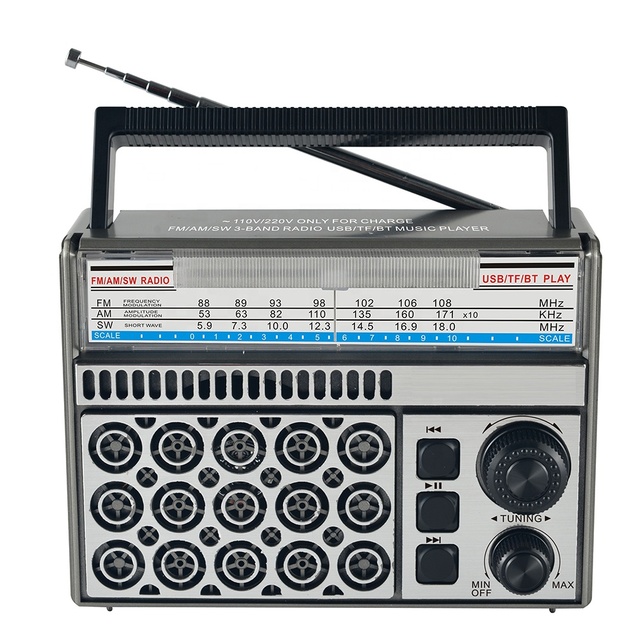 HS-2887 High Sensitivity Retro Radio Receiver Multi Band AM FM SW Portable Wireless Radio with Rechargeable Battery