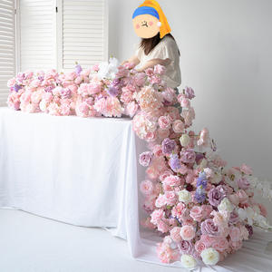 ピンクシルクリアルなローズウェディングガーランド & テーブルセンターピースクリスマスとウェディングデコレーション手作り耐久性のある花 - Product Image 3