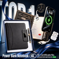 Benutzerdefiniertes Logo Eingebaute 8000mAh Wiederaufladbare Schreibwaren-Powerbank 32GB USB-Speicher Executive Firmengeschenk-Set