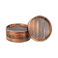 Set 4 sous-verres écologiques en bois naturel de 4 à 4.3 pouces Protection de table classique pour verres à boissons sans support pour la maison