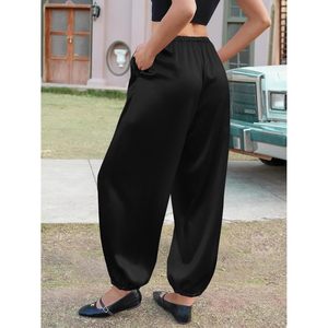 Pantalon Harem en Satin Personnalisé pour Femme, Taille Élastique avec Cordon de Serrage, Coupe Ample Décontractée, Idéal pour l'Entraînement, avec Poches - Product Image 5