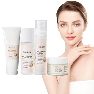 Ensemble de soins de la peau au riz avec logo personnalisé, produits cosmétiques de beauté, kit de soins de la peau coréen complet, hydratant, éclaircissant, raffermissant, végétalien - Product Image 1