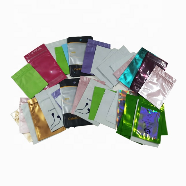 Custom Zip Lock Clear Plastic Bags Small Waterproof Reclosable Iridescent Pouches for Holographic Jewelry Packaging