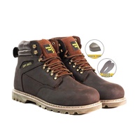 Chaussures de sécurité de travail pour cow-boy, prix d'usine, pour l'industrie et la construction, avec embout et semelle intermédiaire en acier, en cuir Crazy Horse, bottes Goodyear Welt