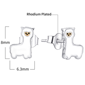 Pendientes de Alpaca de Plata de Ley 925 YILUN, Chapados en Rodio, Diseño de Llama, Personalizables para Niños - Product Image 6
