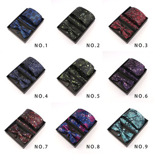 Soie Polyester Jacquard Cravate Ensemble pour Hommes À La Main Paisley Arc Mouchoir De Poche Carrés Bouton De Manchette Cravate Avec Boîte - Product Image 3