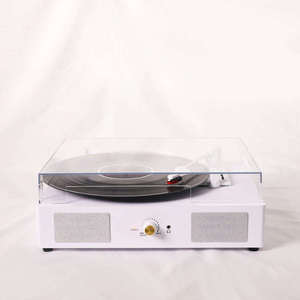 Tocadiscos de Escritorio Moderno con Cubierta Antipolvo Transparente, Radio FM USB, Conexión BT, Sistema de Música de 3 Velocidades para Sala de Estar y Dormitorio - Product Image 1