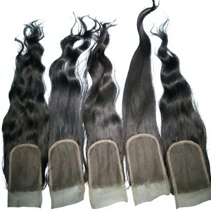 Extensiones de Cabello Indio con Cierre de Onda Profunda, Frente de Encaje HD, Negro Natural, Rizado, Virgen, de un Solo Donante, de Primera Calidad, Suave y Liso - Product Image 2