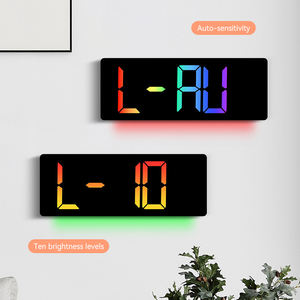 Nouvelle <span class=keywords><strong>Horloge</strong></span> <span class=keywords><strong>Murale</strong></span> Électronique Géante à Grand Affichage, avec Température, Néon RGB, LED Couleur, Calendrier Numérique et Veilleuse - Product Image 4