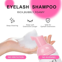 Nettoyant moussant pour extensions de cils en gros, shampoing pour cils, brosse de nettoyage pour cils, yeux sensibles, options LC BC, emballage personnalisé