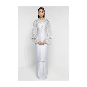 Bestseller Frauen Abaya Modern Kebaya Mode druck Baju Kurung Bluse Mit Rock Freizeit kleid