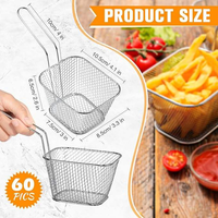 Mini panier carré chromé pour frites, présentoir alimentaire en filet avec poignée pour service de table, filtration des résidus d'huile