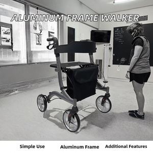 Déambulateur et rollator en aluminium de classe I avec fonctionnement facile pour la rééducation et les soins thérapeutiques - Product Image 2