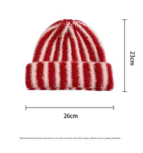 Nouveau style – Bonnet tricoté personnalisé pour homme et femme – Automne/Hiver – Rayures contrastées – Bicolore - Product Image 2