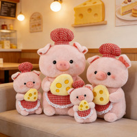 Boneka Babi Keju Lucu dengan Topi Koki, Boneka Babi Pink Super Lembut, Hadiah Penenang untuk Anak, Boneka Penghibur Anak