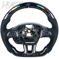 Setir Kemudi Sport LED RPM Berbahan Kulit Serat Karbon Forged Kustom, Cocok untuk Ford Focus MK3 MK4 ST RS