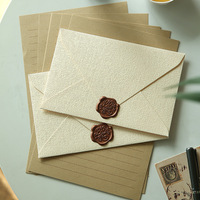 Sobre de Papel Texturizado de Lino Vintage Rosa Verde de Lujo, Sello de Cera Personalizado, Embalaje de Tarjetas de Regalo, Sobre para Invitaciones de Boda