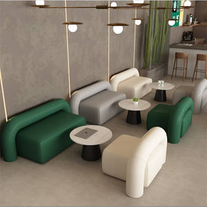 Sofás Cuadrados Creativos de Espuma de Alta Densidad, Fáciles de Limpiar, Conjunto para Restaurantes, Tiendas de Postres y Té con Leche, Sillas para Reuniones y Recepciones - Product Image 2