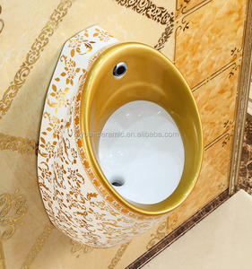 Baño de lujo Enchapado urinario de cerámica auto Lavado oro montaje de pared urinario - Product Image 2